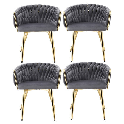 1 Set of 4 Artiss Dining Chairs Velvet Armchair Grey UPHO-C-DIN-01-VEL-GYX4