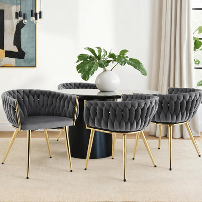 1 Set of 4 Artiss Dining Chairs Velvet Armchair Grey UPHO-C-DIN-01-VEL-GYX4