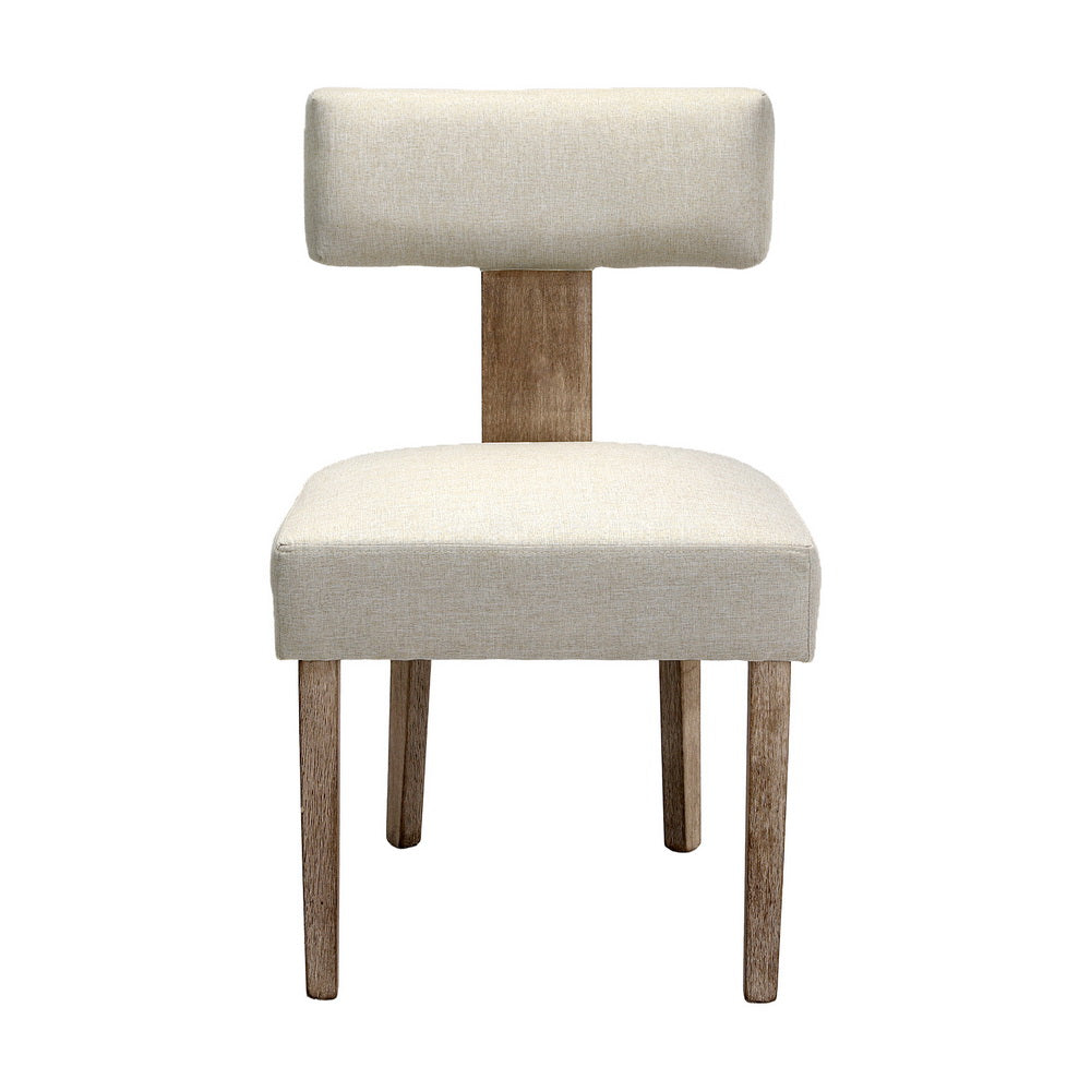 Artiss Dining Chairs Set of 2 Linen Fabric Wooden Beige UPHO-C-DIN-02-FA-BGX2