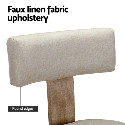 Artiss Dining Chairs Set of 2 Linen Fabric Wooden Beige UPHO-C-DIN-02-FA-BGX2