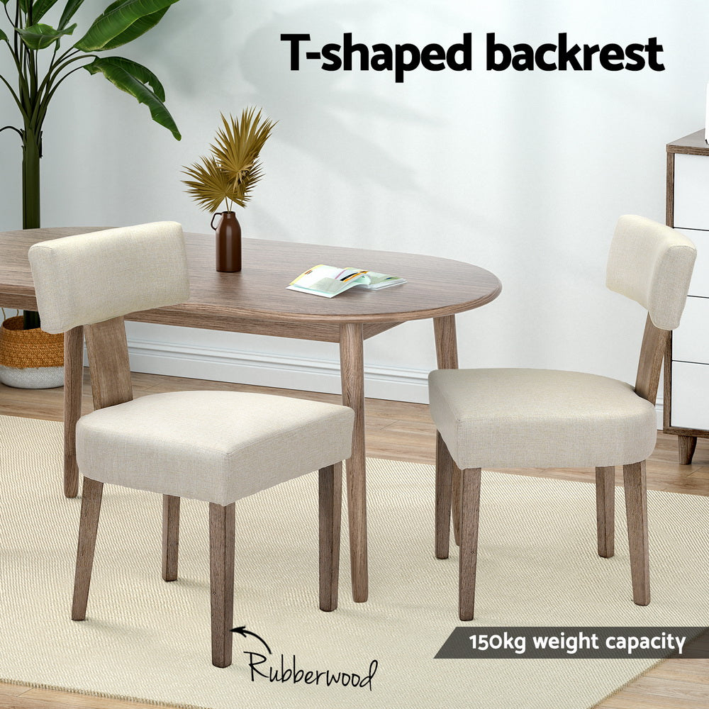 Artiss Dining Chairs Set of 4 Linen Fabric Wooden Beige UPHO-C-DIN-02-FA-BGX4
