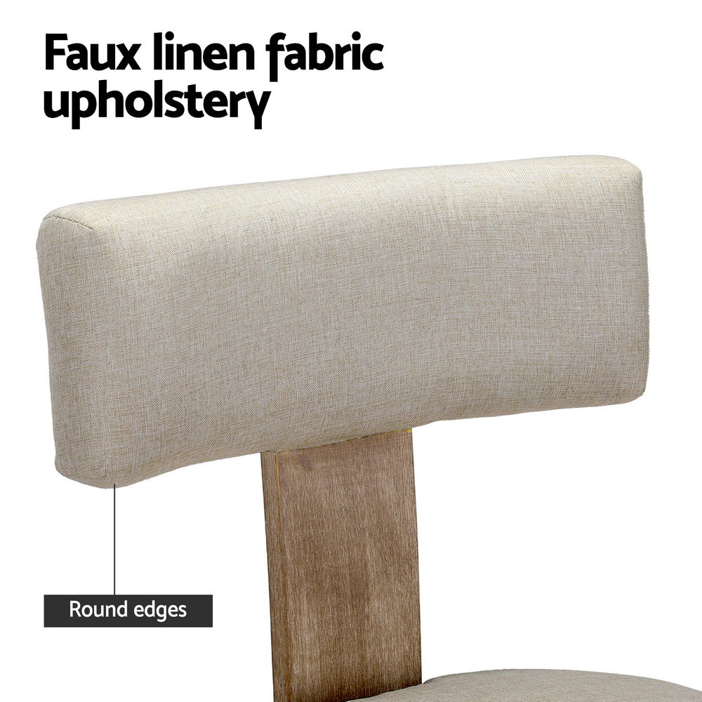 Artiss Dining Chairs Set of 4 Linen Fabric Wooden Beige UPHO-C-DIN-02-FA-BGX4
