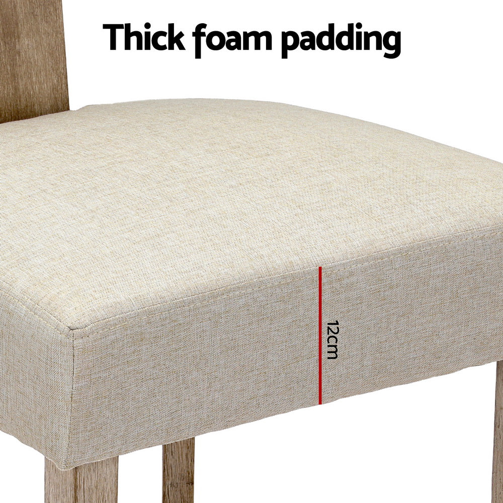 Artiss Dining Chairs Set of 4 Linen Fabric Wooden Beige UPHO-C-DIN-02-FA-BGX4