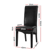 Artiss Dining Chairs Set of 2 Leather Parsons Chair Black UPHO-C-DIN-1016-BKX2