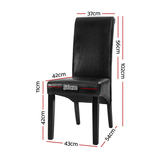 Artiss Dining Chairs Set of 2 Leather Parsons Chair Black UPHO-C-DIN-1016-BKX2