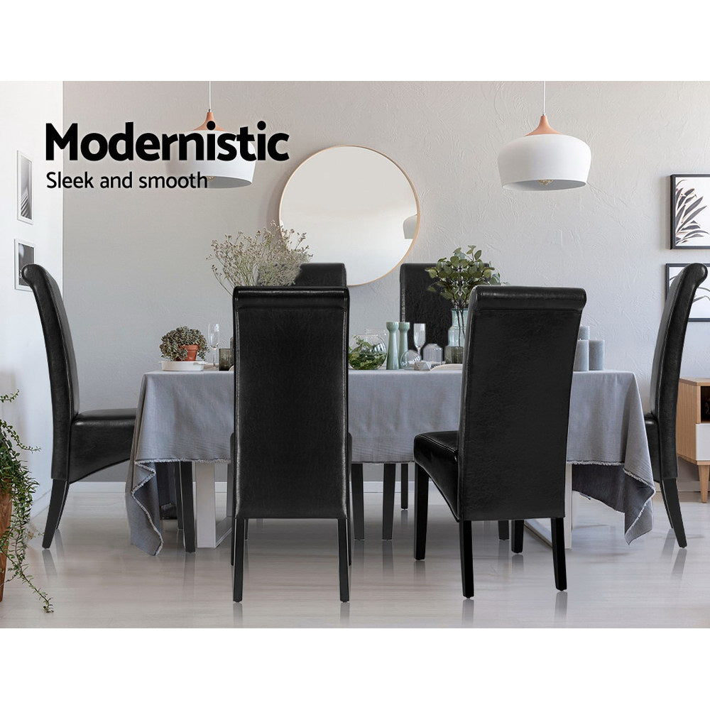 Artiss Dining Chairs Set of 2 Leather Parsons Chair Black UPHO-C-DIN-1016-BKX2
