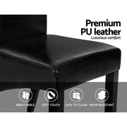 Artiss Dining Chairs Set of 2 Leather Parsons Chair Black UPHO-C-DIN-1016-BKX2