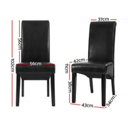 Artiss Dining Chairs Set of 2 Leather Parsons Chair Black UPHO-C-DIN-1016-BKX4