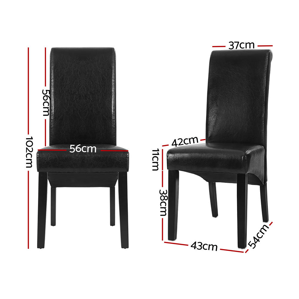 Artiss Dining Chairs Set of 2 Leather Parsons Chair Black UPHO-C-DIN-1016-BKX4
