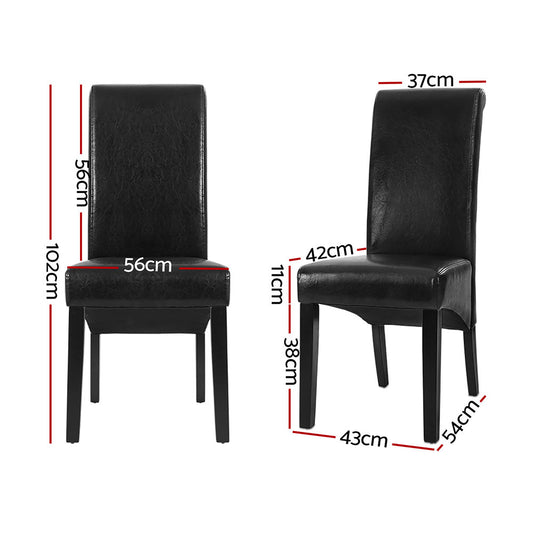 Artiss Dining Chairs Set of 2 Leather Parsons Chair Black UPHO-C-DIN-1016-BKX4