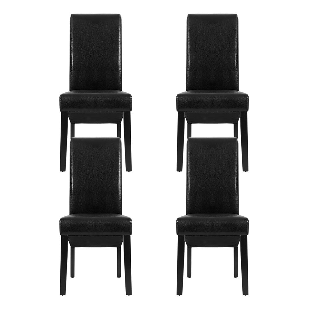Artiss Dining Chairs Set of 2 Leather Parsons Chair Black UPHO-C-DIN-1016-BKX4