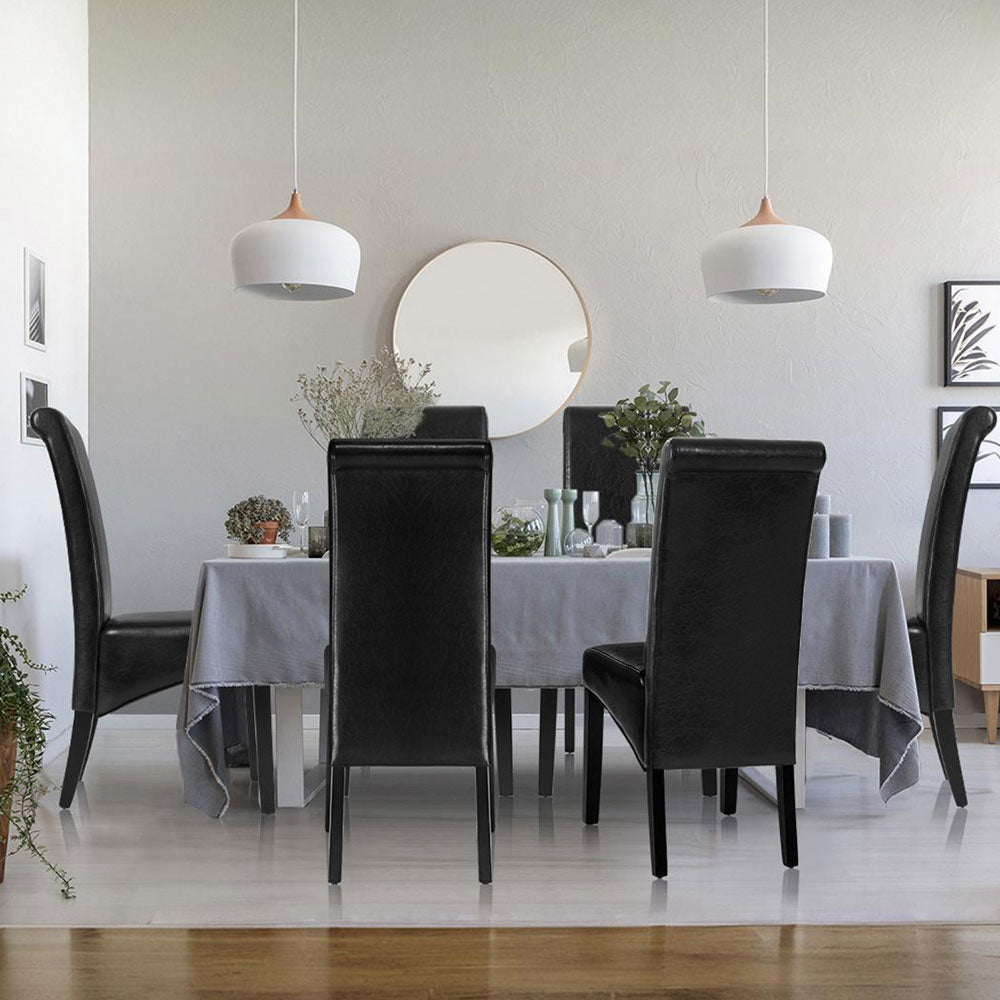 Artiss Dining Chairs Set of 2 Leather Parsons Chair Black UPHO-C-DIN-1016-BKX4