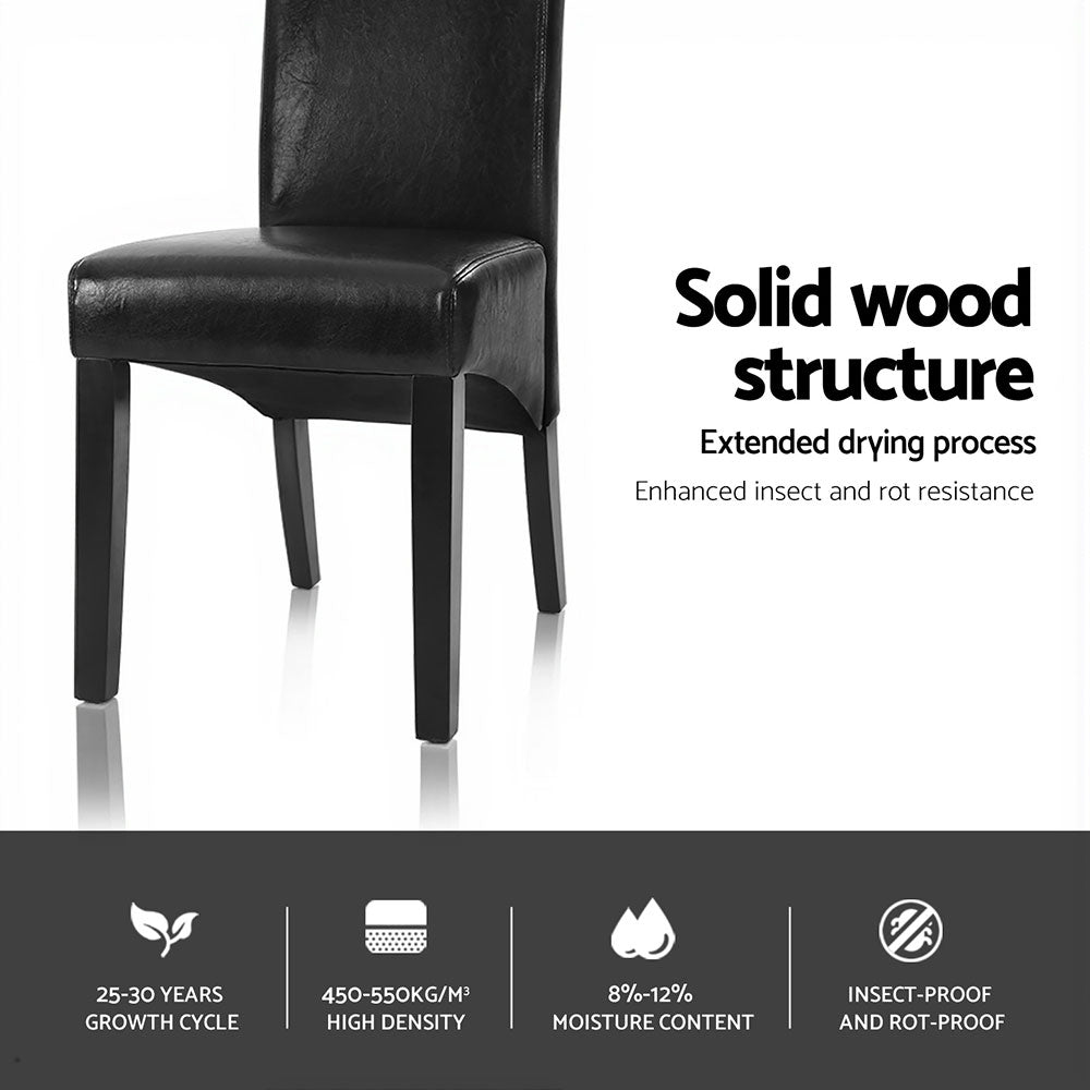 Artiss Dining Chairs Set of 2 Leather Parsons Chair Black UPHO-C-DIN-1016-BKX4