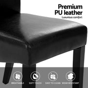 Artiss Dining Chairs Set of 2 Leather Parsons Chair Black UPHO-C-DIN-1016-BKX4