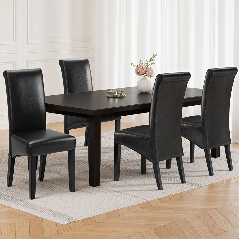 Artiss Dining Chairs Set of 2 Leather Parsons Chair Black UPHO-C-DIN-1016-BKX4