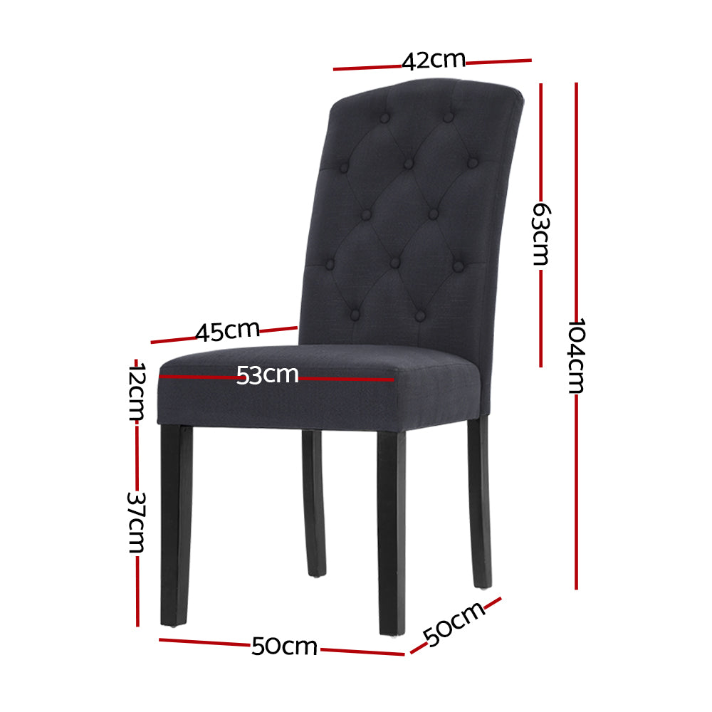 Artiss Dining Chairs Set of 2 Linen Parsons Chair Dark Grey UPHO-C-DIN-1026-GYX2
