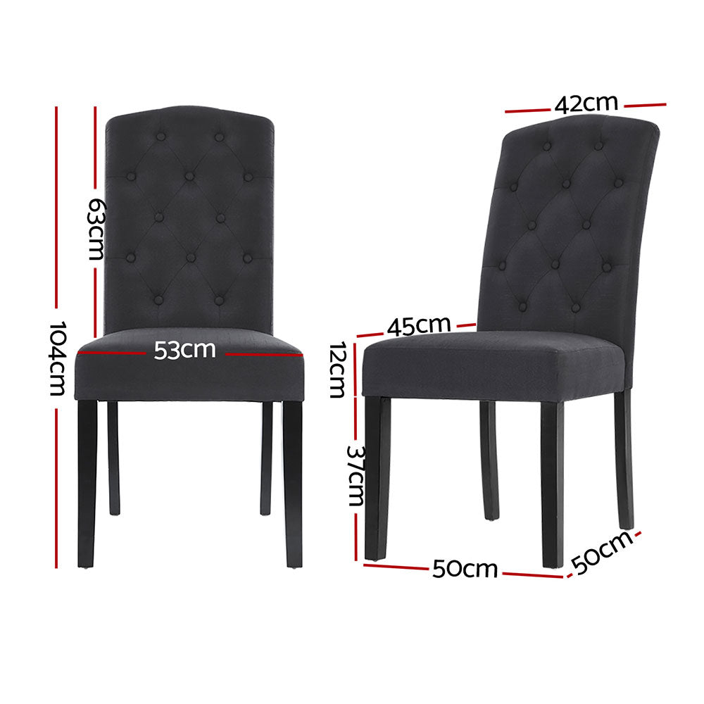 Artiss Dining Chairs Set of 4 Linen Parsons Chair Dark Grey UPHO-C-DIN-1026-GYX4
