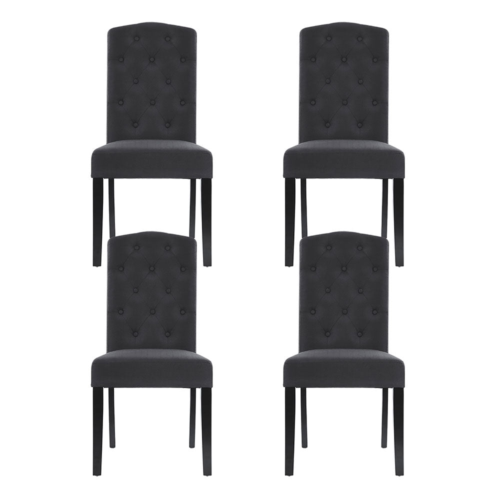 Artiss Dining Chairs Set of 4 Linen Parsons Chair Dark Grey UPHO-C-DIN-1026-GYX4