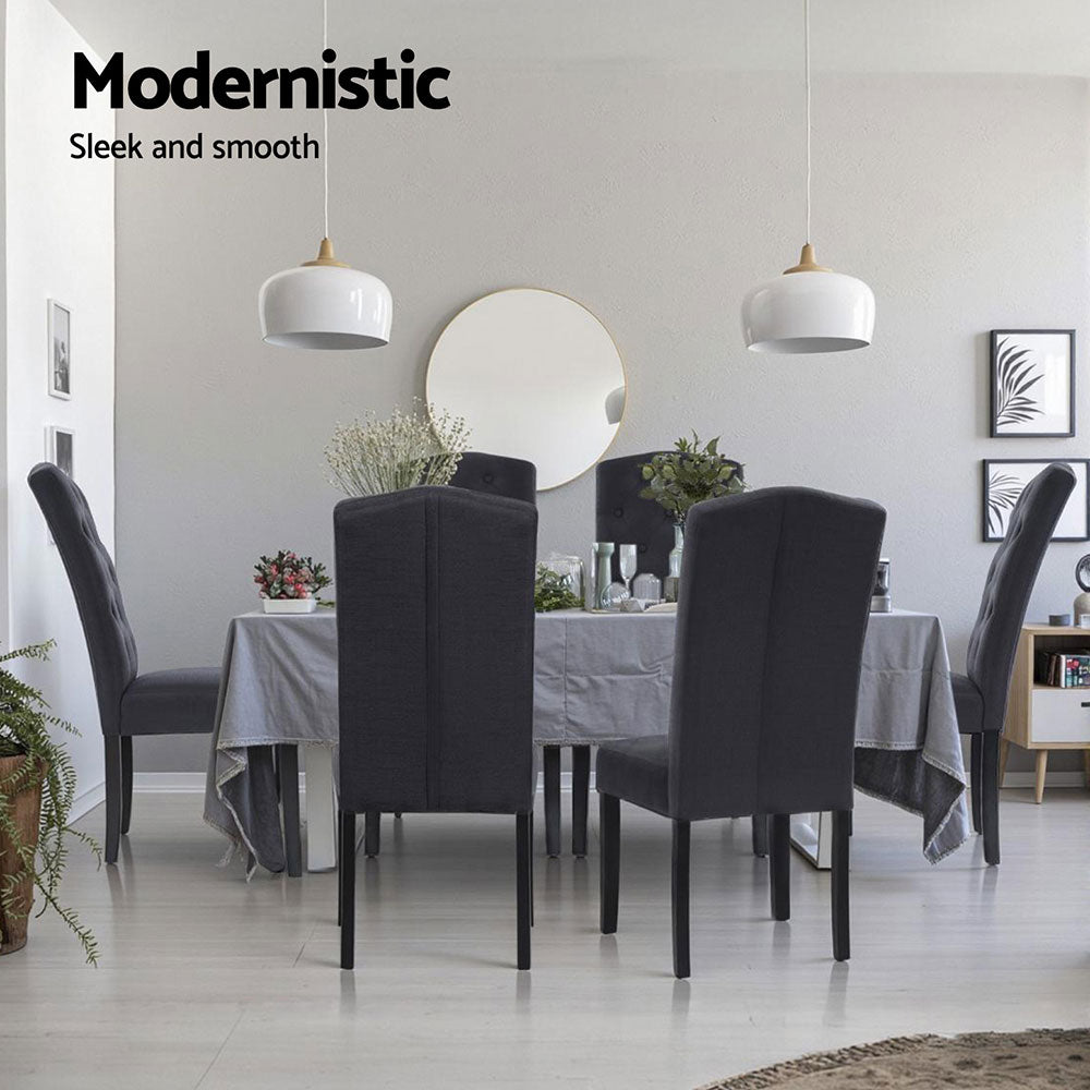 Artiss Dining Chairs Set of 4 Linen Parsons Chair Dark Grey UPHO-C-DIN-1026-GYX4