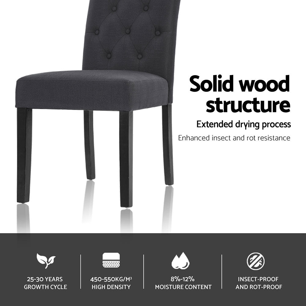 Artiss Dining Chairs Set of 4 Linen Parsons Chair Dark Grey UPHO-C-DIN-1026-GYX4