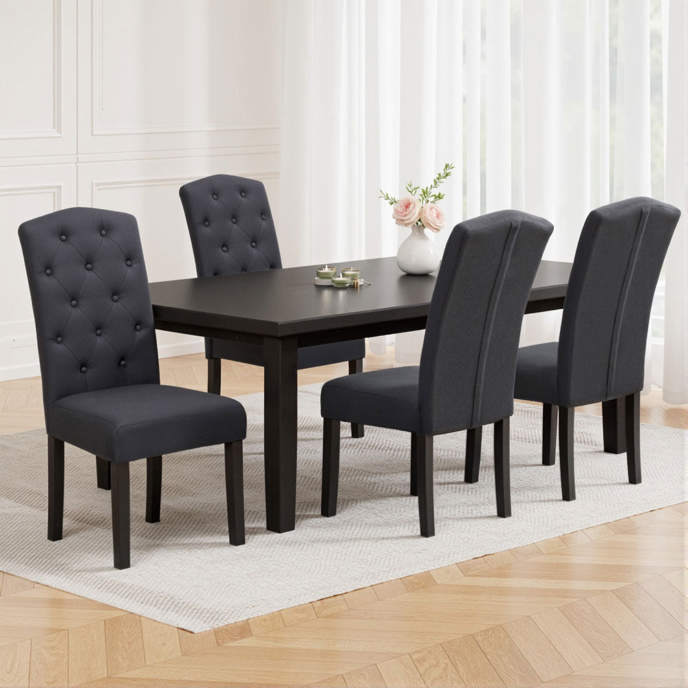 Artiss Dining Chairs Set of 4 Linen Parsons Chair Dark Grey UPHO-C-DIN-1026-GYX4
