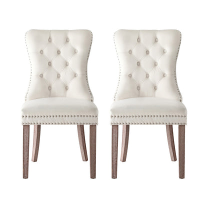 1 Set of 2 Artiss Dining Chairs Beige Velvet UPHO-C-DIN-1061-BGX2