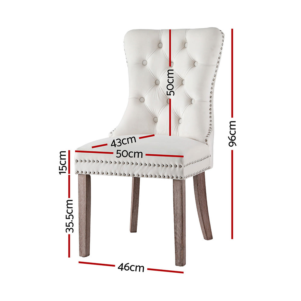1 Set of 4 Artiss Dining Chairs Beige Velvet UPHO-C-DIN-1061-BGX4