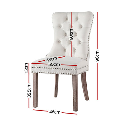 1 Set of 4 Artiss Dining Chairs Beige Velvet UPHO-C-DIN-1061-BGX4