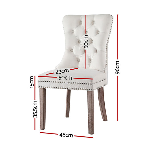 1 Set of 4 Artiss Dining Chairs Beige Velvet UPHO-C-DIN-1061-BGX4