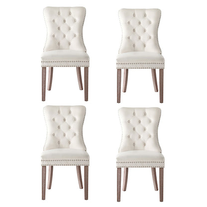 1 Set of 4 Artiss Dining Chairs Beige Velvet UPHO-C-DIN-1061-BGX4