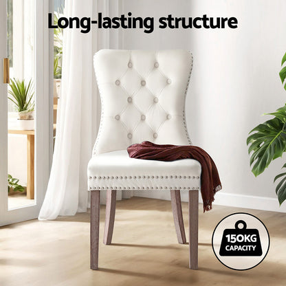 1 Set of 4 Artiss Dining Chairs Beige Velvet UPHO-C-DIN-1061-BGX4