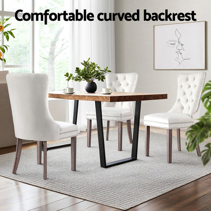 1 Set of 4 Artiss Dining Chairs Beige Velvet UPHO-C-DIN-1061-BGX4