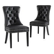 1 Set of 2 Artiss Dining Chairs Black Leather UPHO-C-DIN-1061-BKX2