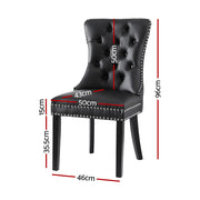 1 Set of 2 Artiss Dining Chairs Black Leather UPHO-C-DIN-1061-BKX2