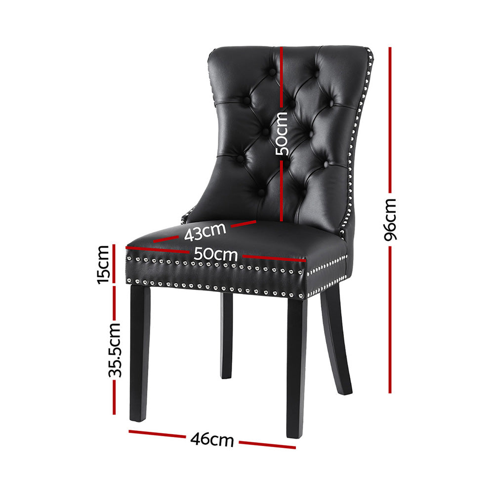 1 Set of 2 Artiss Dining Chairs Black Leather UPHO-C-DIN-1061-BKX2