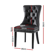 1 Set of 4 Artiss Dining Chairs Black Leather UPHO-C-DIN-1061-BKX4
