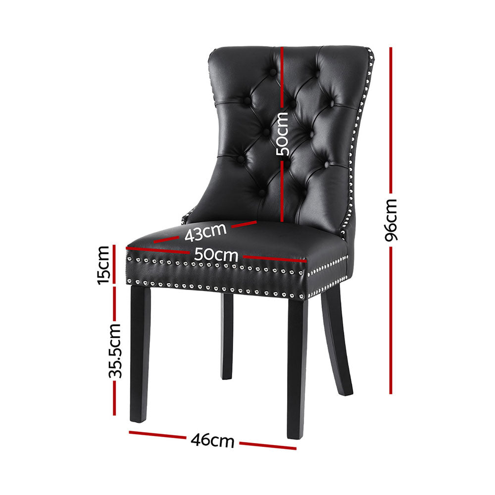 1 Set of 4 Artiss Dining Chairs Black Leather UPHO-C-DIN-1061-BKX4