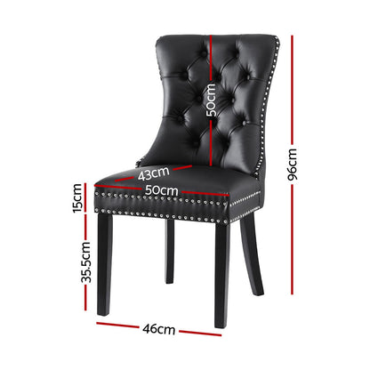 1 Set of 4 Artiss Dining Chairs Black Leather UPHO-C-DIN-1061-BKX4
