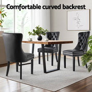1 Set of 4 Artiss Dining Chairs Black Leather UPHO-C-DIN-1061-BKX4