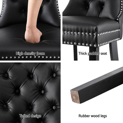 1 Set of 4 Artiss Dining Chairs Black Leather UPHO-C-DIN-1061-BKX4