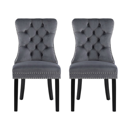 1 Set of 2 Artiss Dining Chairs Grey Velvet UPHO-C-DIN-1061-GYX2
