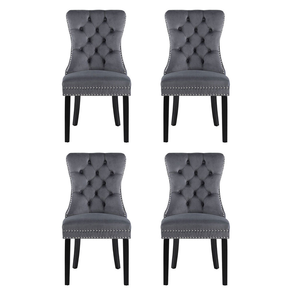 1 Set of 4 Artiss Dining Chairs Grey Velvet UPHO-C-DIN-1061-GYX4