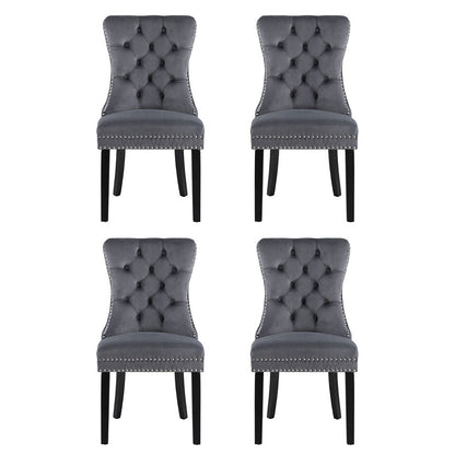 1 Set of 4 Artiss Dining Chairs Grey Velvet UPHO-C-DIN-1061-GYX4