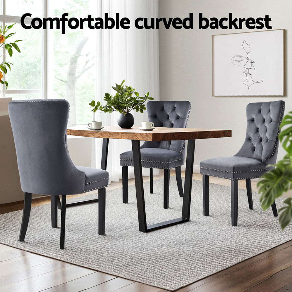 1 Set of 4 Artiss Dining Chairs Grey Velvet UPHO-C-DIN-1061-GYX4