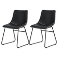Artiss 2x Dining Chairs Retro PU Leather Kitchen Lounge Cafe Accent Chair Black UPHO-C-DIN-2503-BKX2