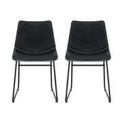 Artiss 2x Dining Chairs Retro PU Leather Kitchen Lounge Cafe Accent Chair Black UPHO-C-DIN-2503-BKX2