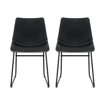 Artiss 2x Dining Chairs Retro PU Leather Kitchen Lounge Cafe Accent Chair Black UPHO-C-DIN-2503-BKX2