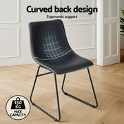 Artiss 2x Dining Chairs Retro PU Leather Kitchen Lounge Cafe Accent Chair Black UPHO-C-DIN-2503-BKX2