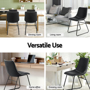 Artiss 2x Dining Chairs Retro PU Leather Kitchen Lounge Cafe Accent Chair Black UPHO-C-DIN-2503-BKX2