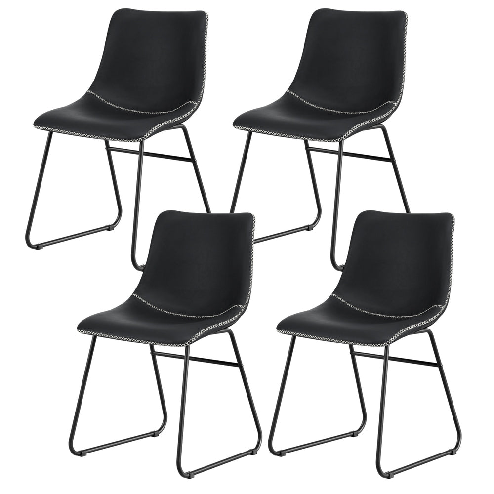 Artiss 4x Dining Chairs Retro PU Leather Kitchen Lounge Cafe Accent Chair Black UPHO-C-DIN-2503-BKX4